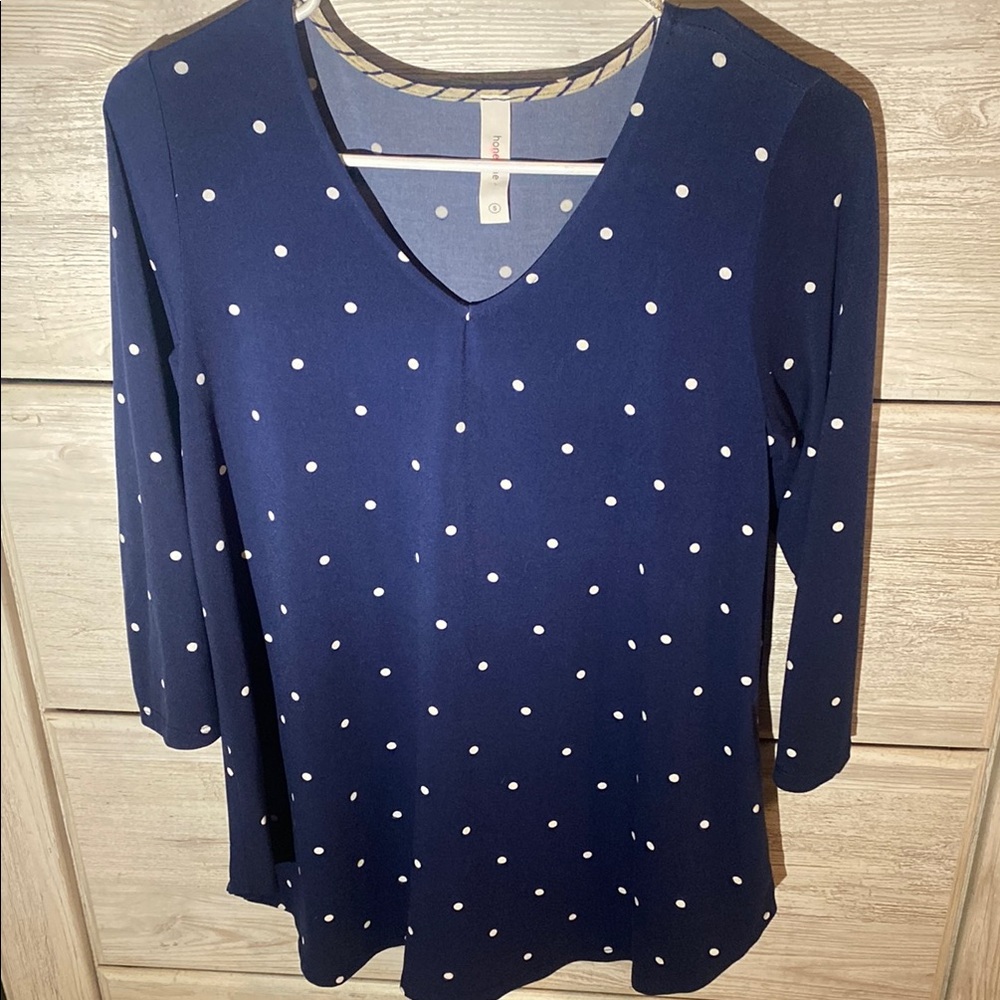 Navy Polka Dot Women's Top